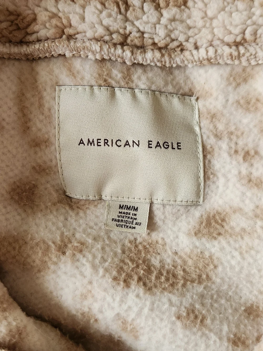 American Eagle Outfitters Cream and Tan Sherpa Quarter-Zip Pullover